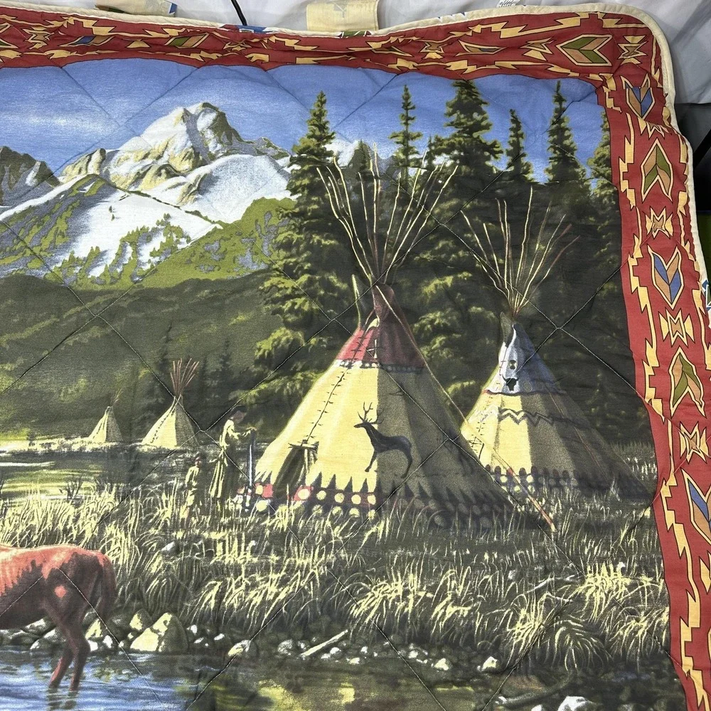 James Hautman Western Quilt Wall Hanging Nonstandard Multicolor Horses Native
